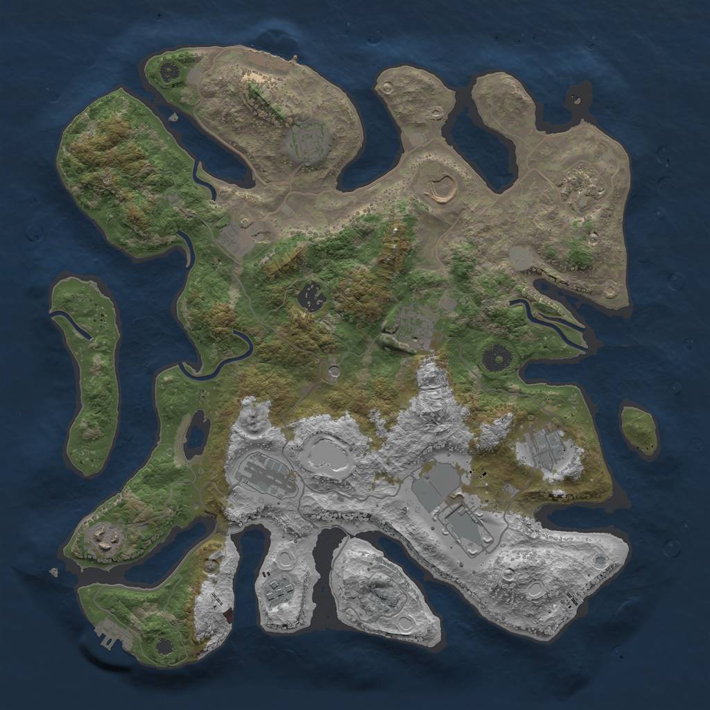 Rust Map: Procedural Map, Size: 3850, Seed: 791929984, 19 Monuments