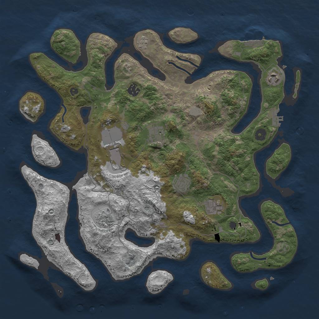 Rust Map: Procedural Map, Size: 4000, Seed: 527529, 16 Monuments
