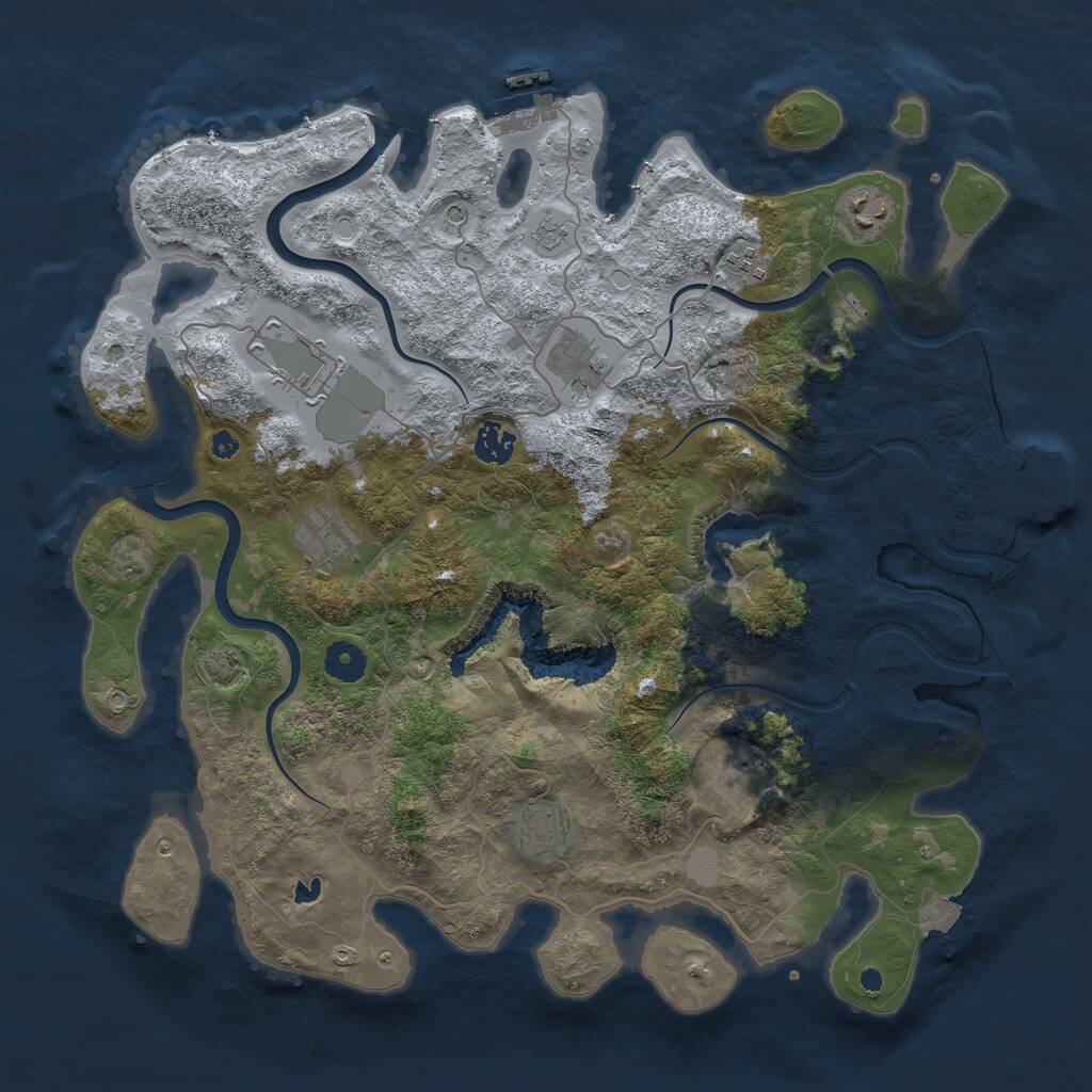 Rust Map: Procedural Map, Size: 4000, Seed: 225934, 14 Monuments