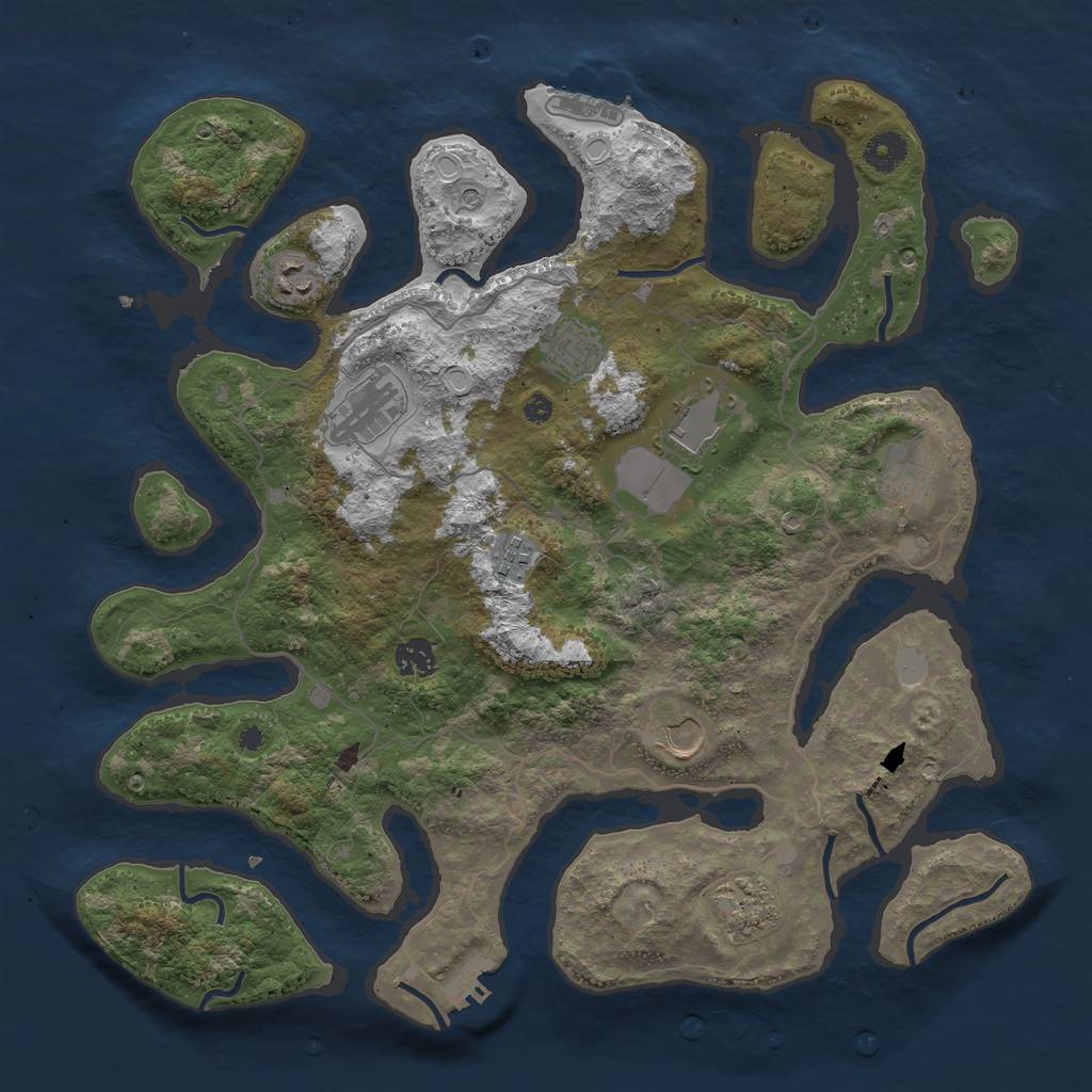 Rust Map: Procedural Map, Size: 4000, Seed: 762577, 17 Monuments