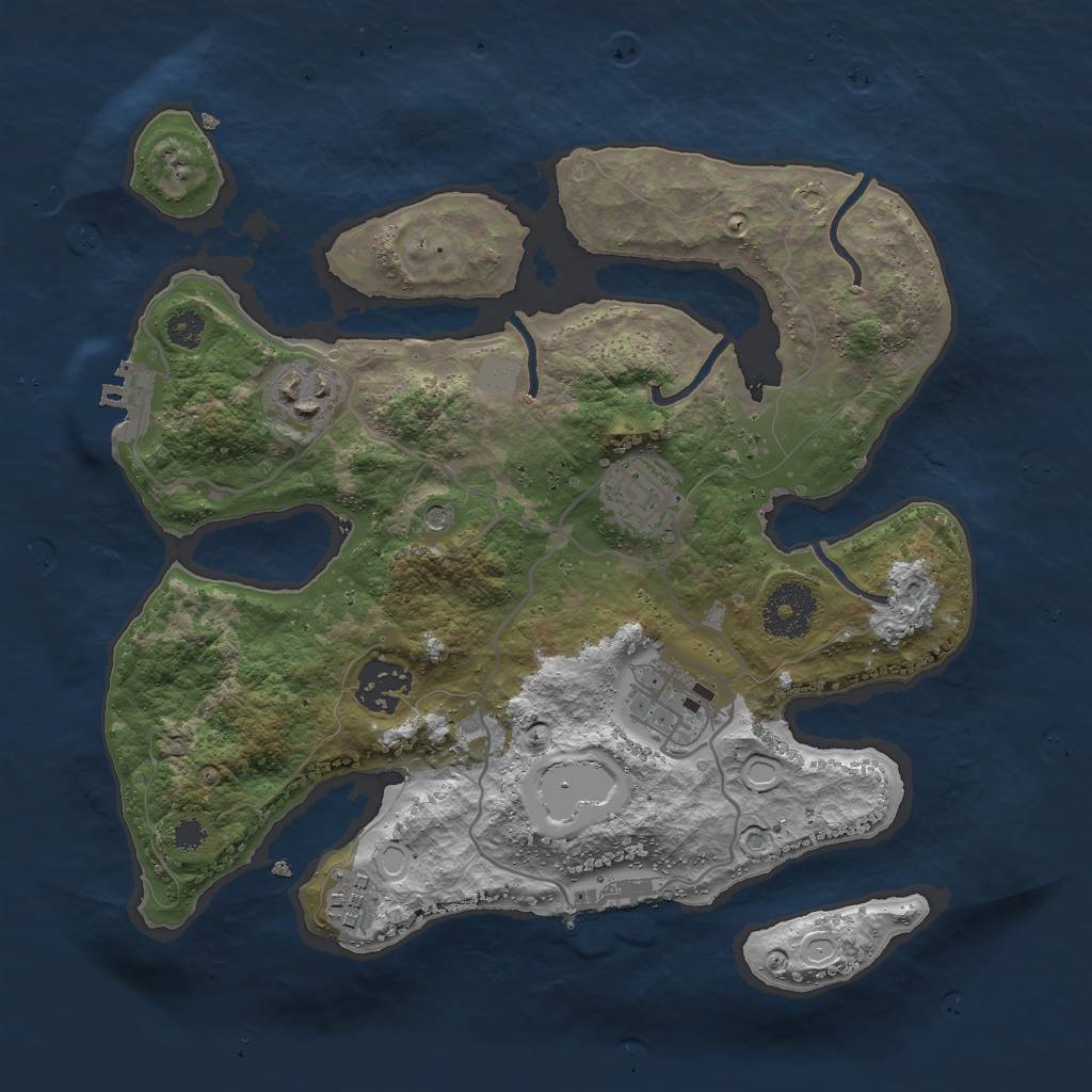 Rust Map: Procedural Map, Size: 3000, Seed: 68964965, 13 Monuments