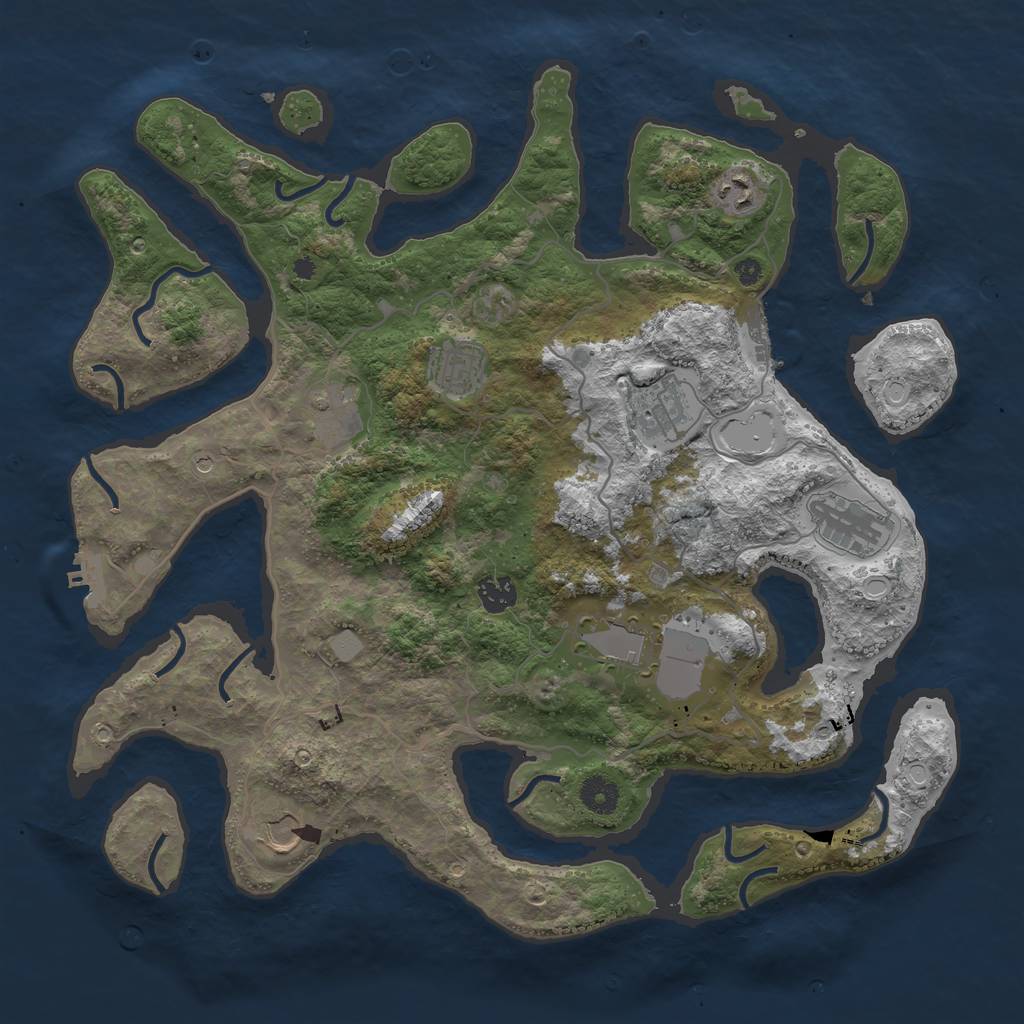 Rust Map: Procedural Map, Size: 4000, Seed: 851878, 16 Monuments