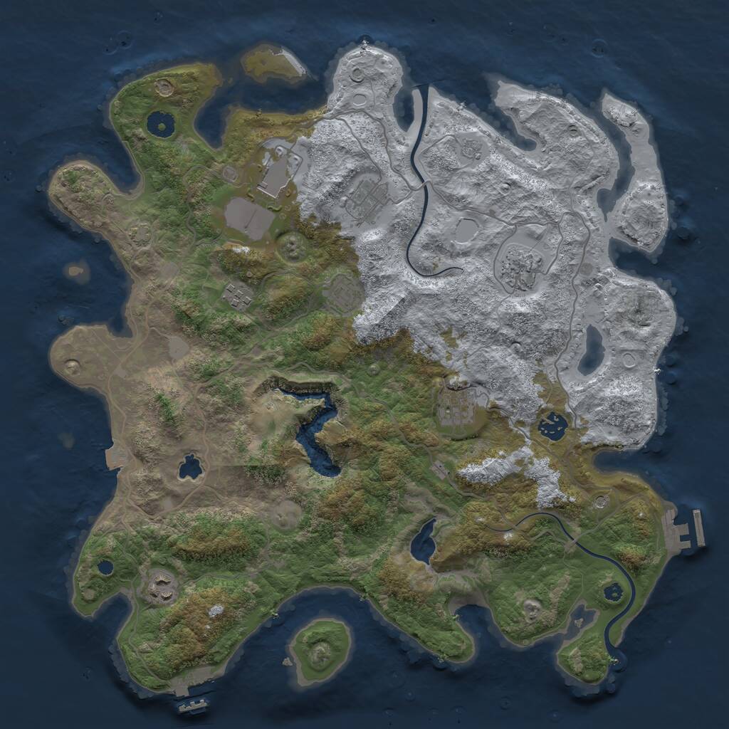 Rust Map: Procedural Map, Size: 4000, Seed: 8745845, 14 Monuments