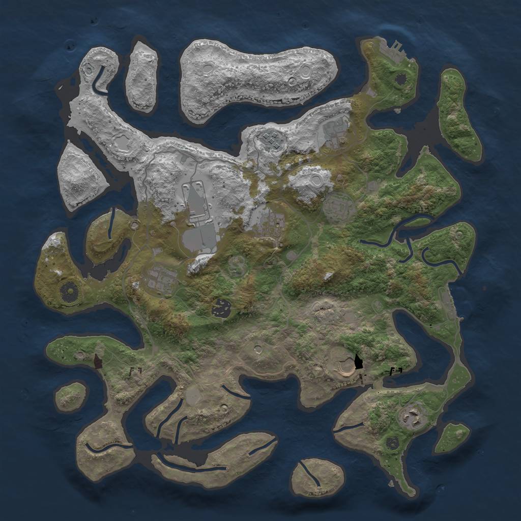 Rust Map: Procedural Map, Size: 4000, Seed: 1029900, 17 Monuments