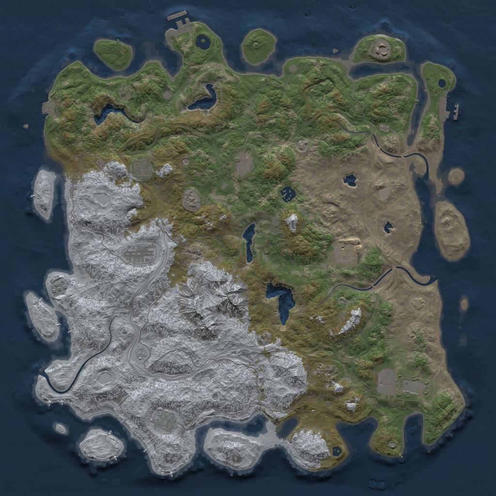 Rust Map: Procedural Map, Size: 5000, Seed: 39848, 16 Monuments