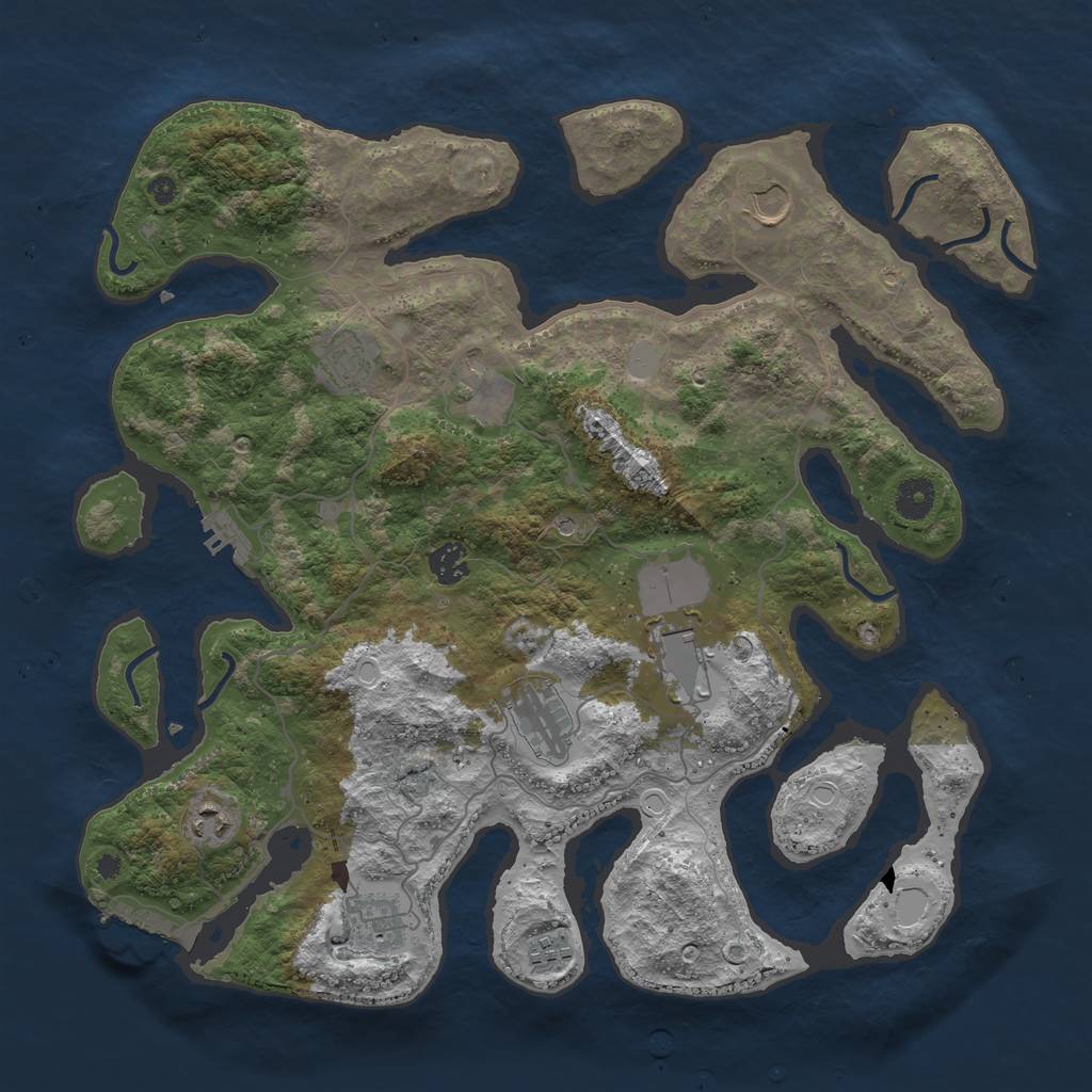 Rust Map: Procedural Map, Size: 4000, Seed: 714491, 17 Monuments