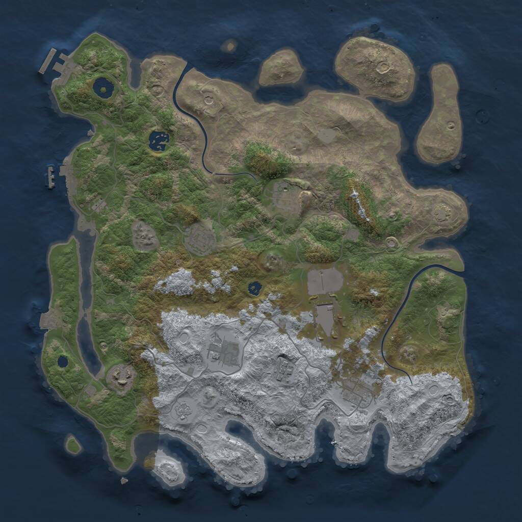 Rust Map: Procedural Map, Size: 3800, Seed: 69746, 14 Monuments