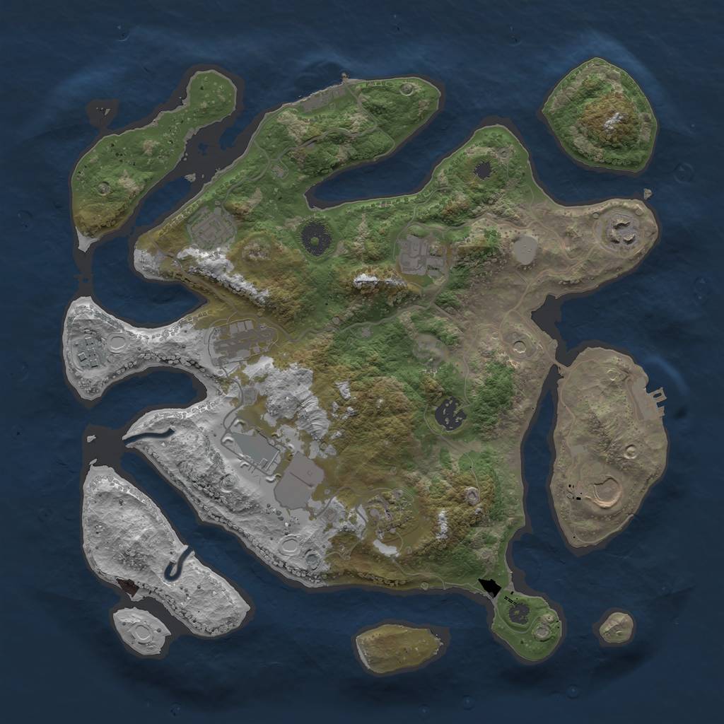 Rust Map: Procedural Map, Size: 3550, Seed: 864652, 17 Monuments