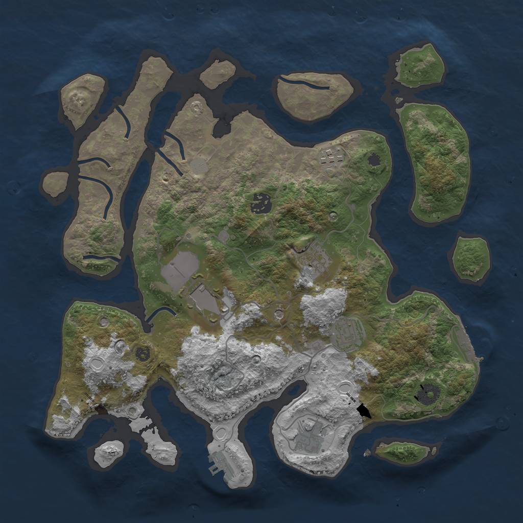 Rust Map: Procedural Map, Size: 3550, Seed: 308131, 14 Monuments