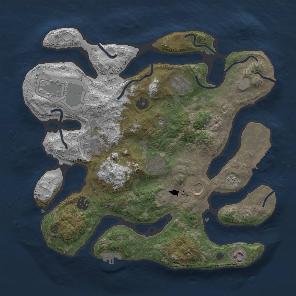 Rust Map: Procedural Map, Size: 3550, Seed: 199094, 16 Monuments