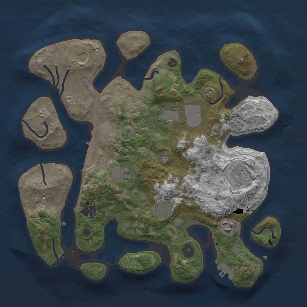 Rust Map: Procedural Map, Size: 3550, Seed: 821408, 16 Monuments