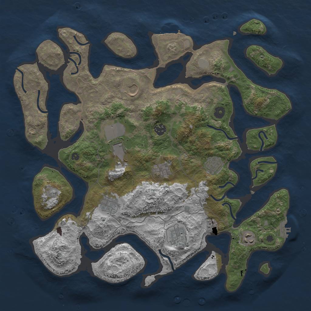 Rust Map: Procedural Map, Size: 4000, Seed: 91847, 16 Monuments