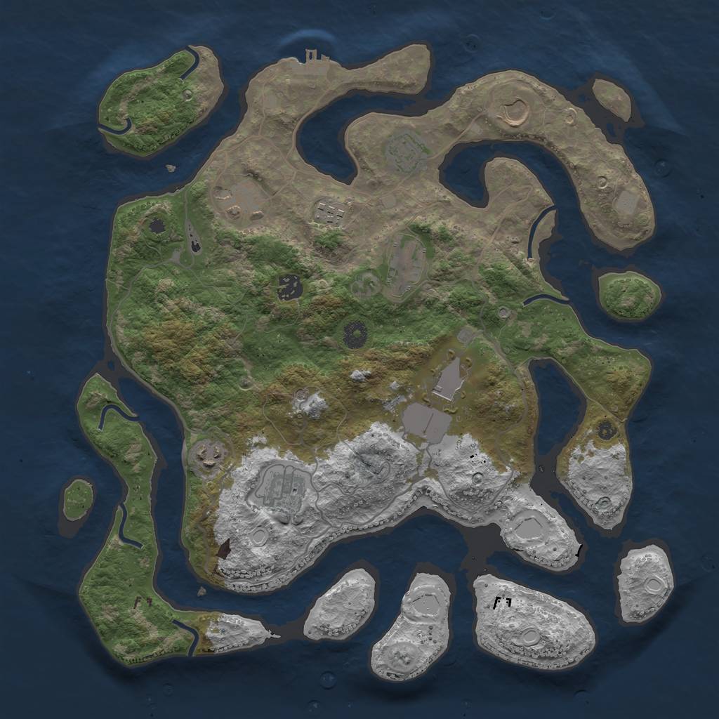 Rust Map: Procedural Map, Size: 4000, Seed: 326381, 16 Monuments