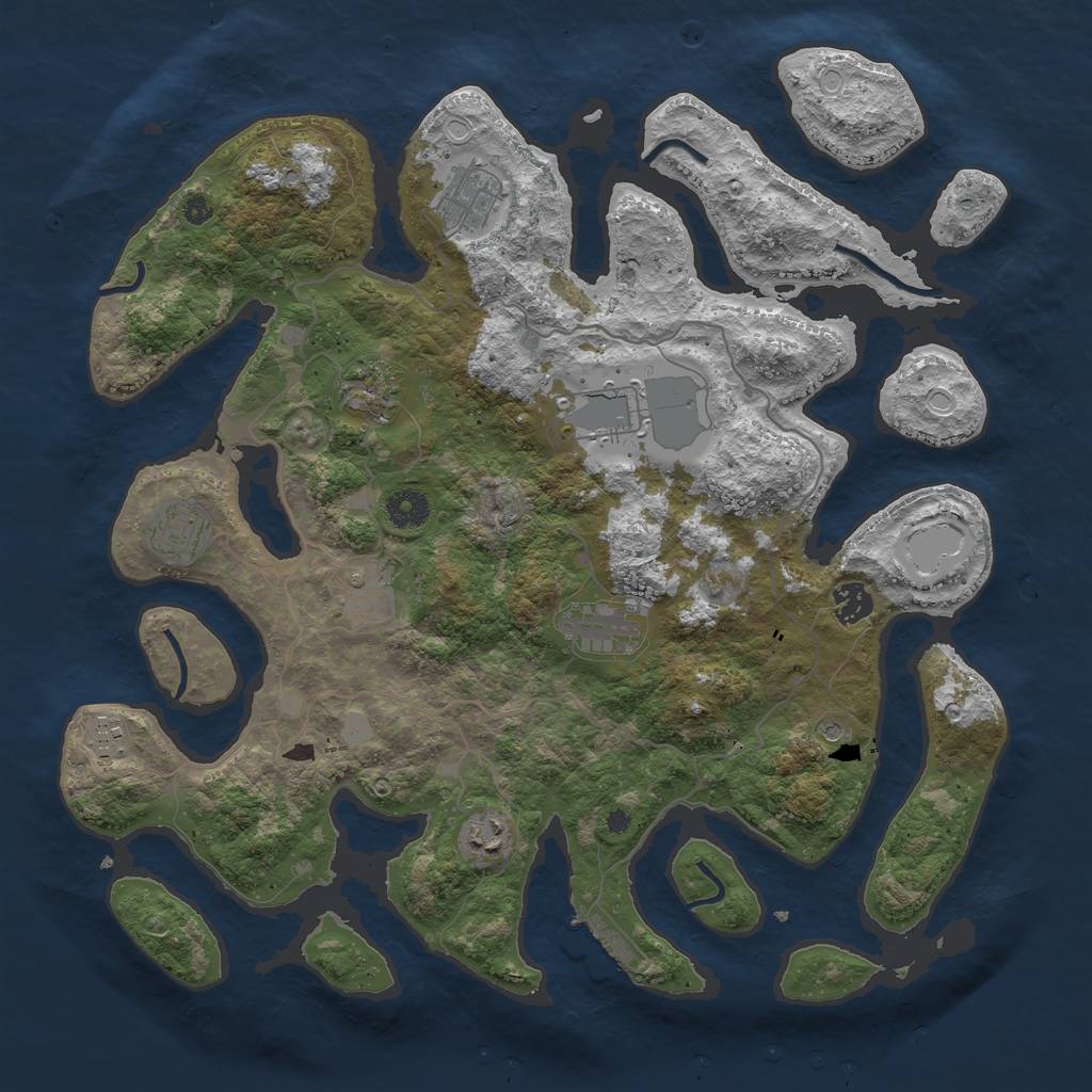 Rust Map: Procedural Map, Size: 4000, Seed: 2354215, 16 Monuments
