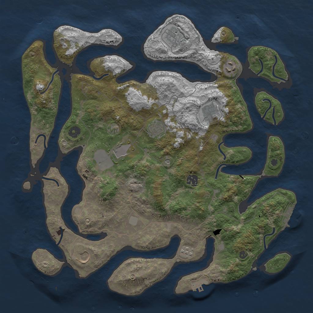 Rust Map: Procedural Map, Size: 4000, Seed: 474517, 16 Monuments