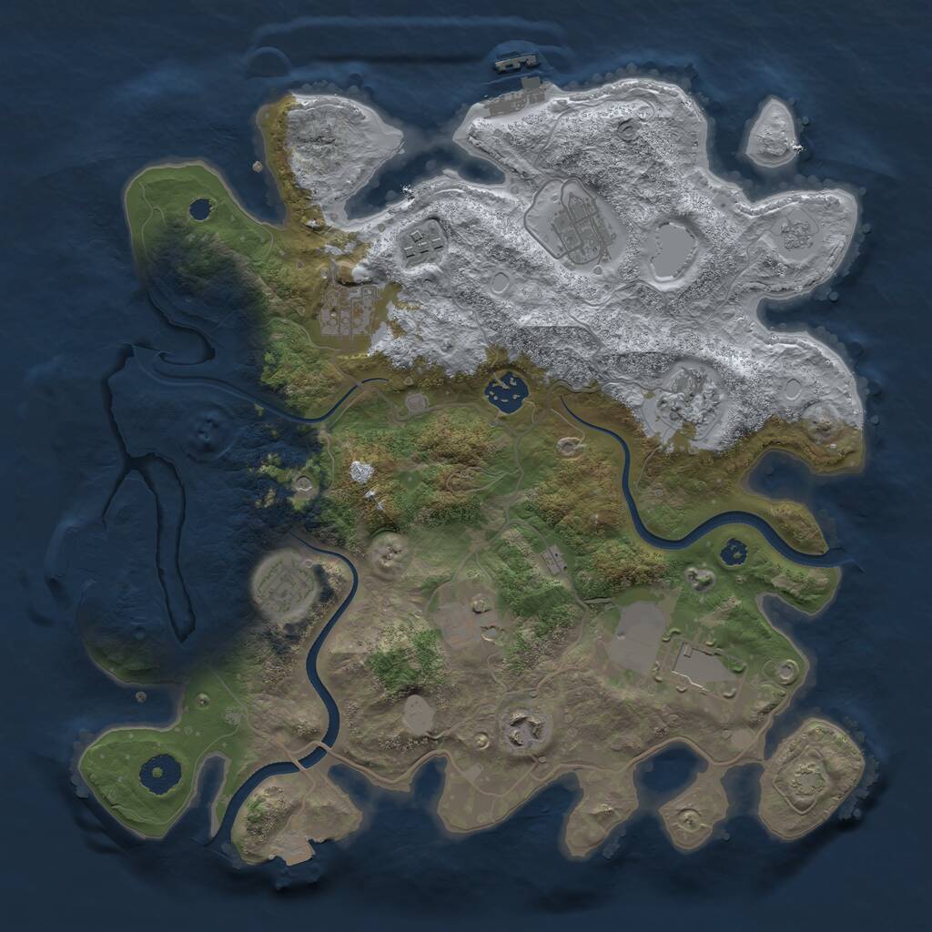 Rust Map: Procedural Map, Size: 3550, Seed: 676782, 15 Monuments