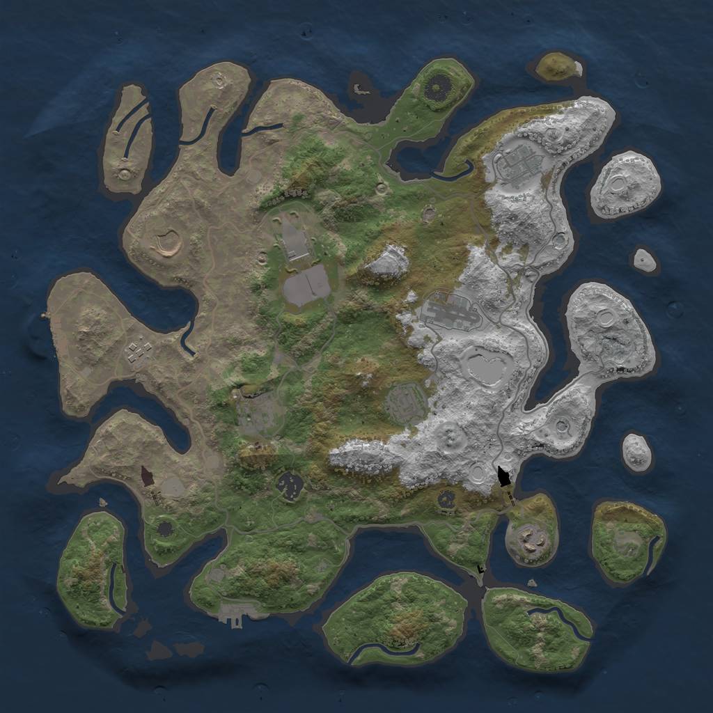 Rust Map: Procedural Map, Size: 4000, Seed: 1960590355, 17 Monuments