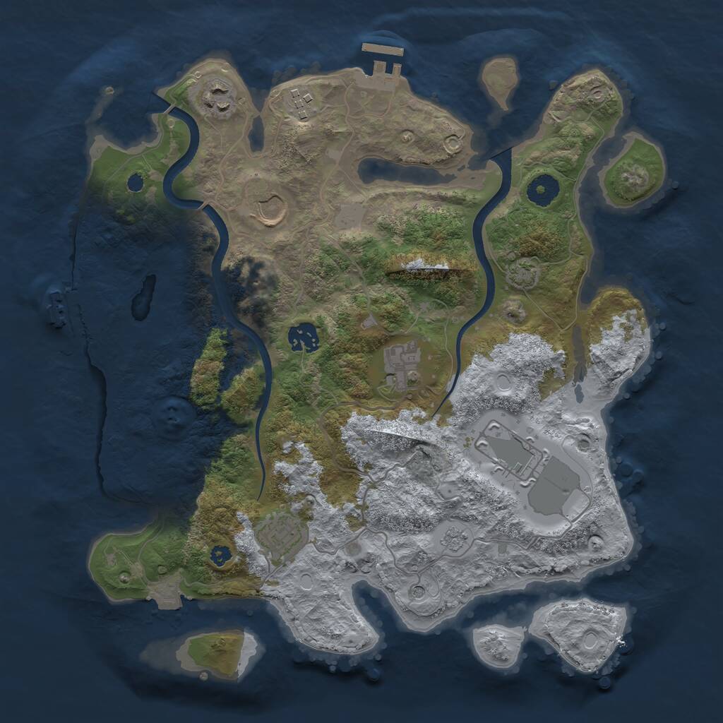 Rust Map: Procedural Map, Size: 3500, Seed: 9153224, 13 Monuments
