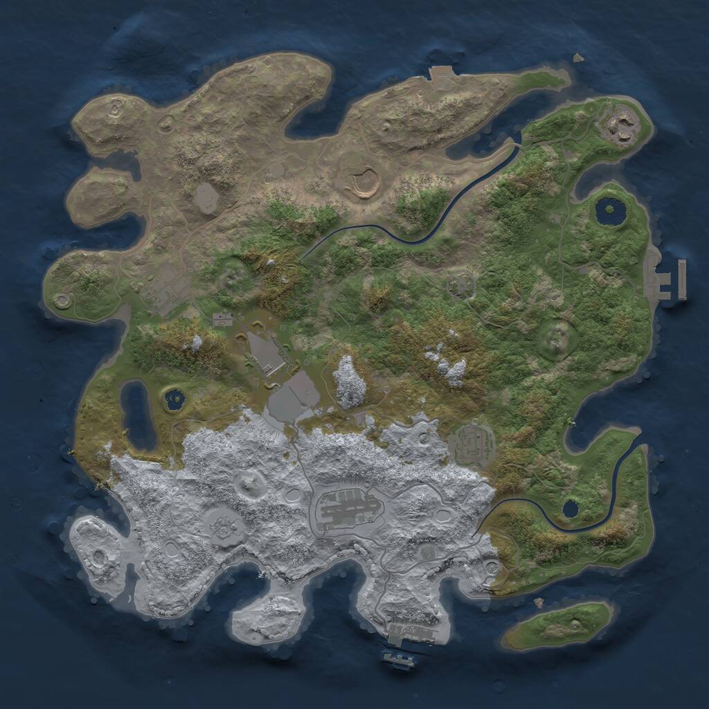 Rust Map: Procedural Map, Size: 3550, Seed: 902913, 12 Monuments