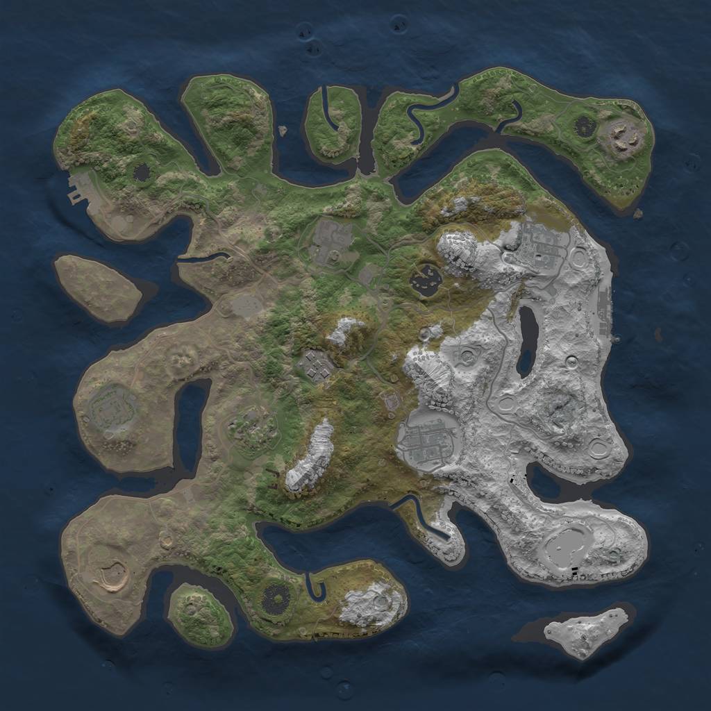 Rust Map: Procedural Map, Size: 3550, Seed: 674401, 17 Monuments