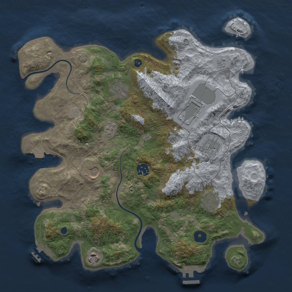 Rust Map: Procedural Map, Size: 3550, Seed: 235920, 14 Monuments