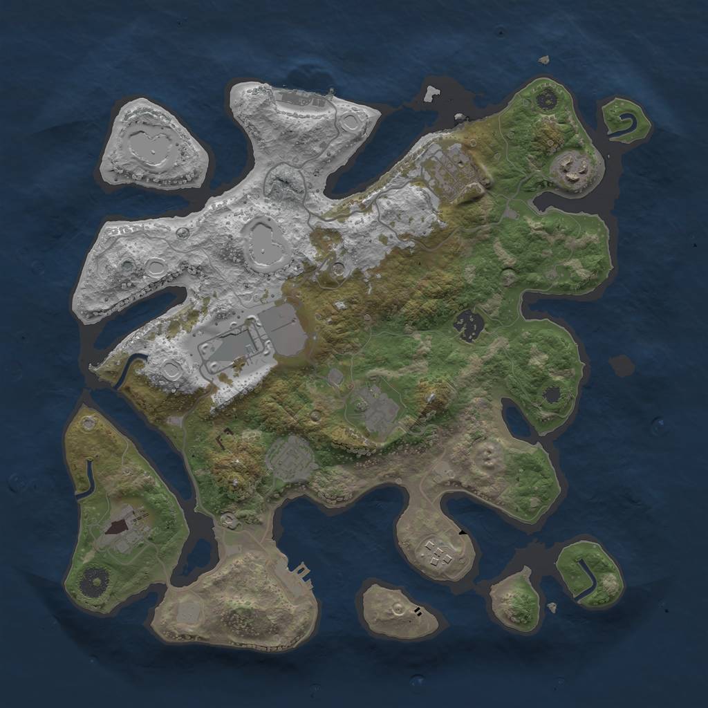 Rust Map: Procedural Map, Size: 3550, Seed: 904340, 16 Monuments