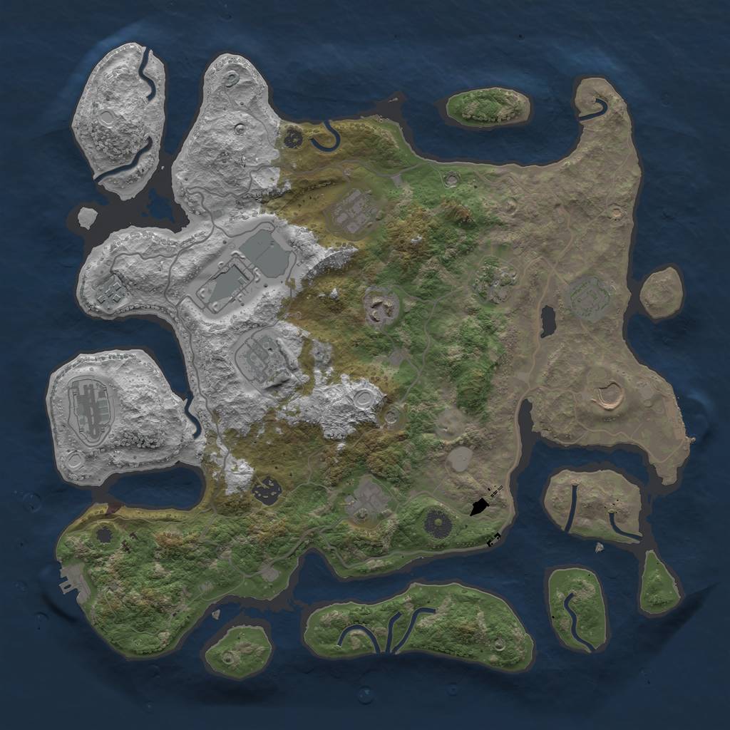 Rust Map: Procedural Map, Size: 4000, Seed: 745944, 19 Monuments