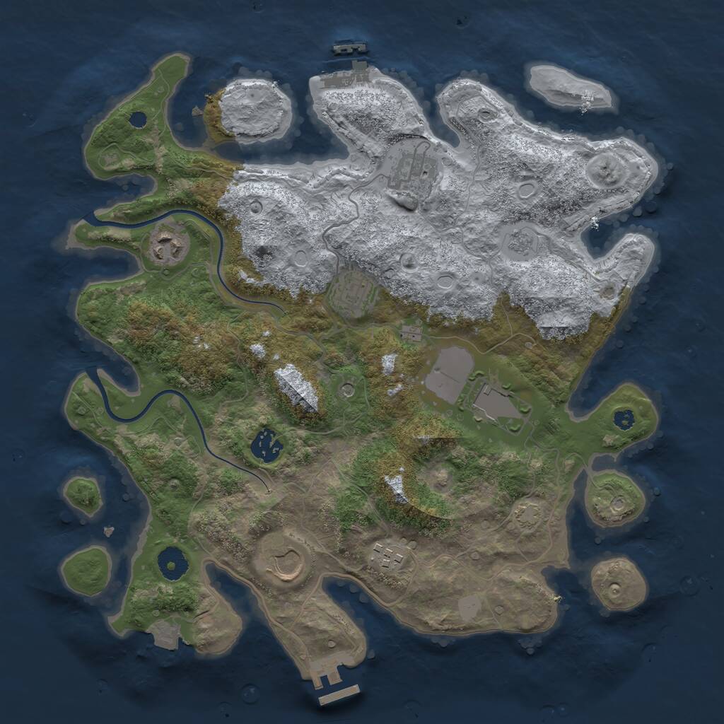 Rust Map: Procedural Map, Size: 3500, Seed: 1545452400, 13 Monuments