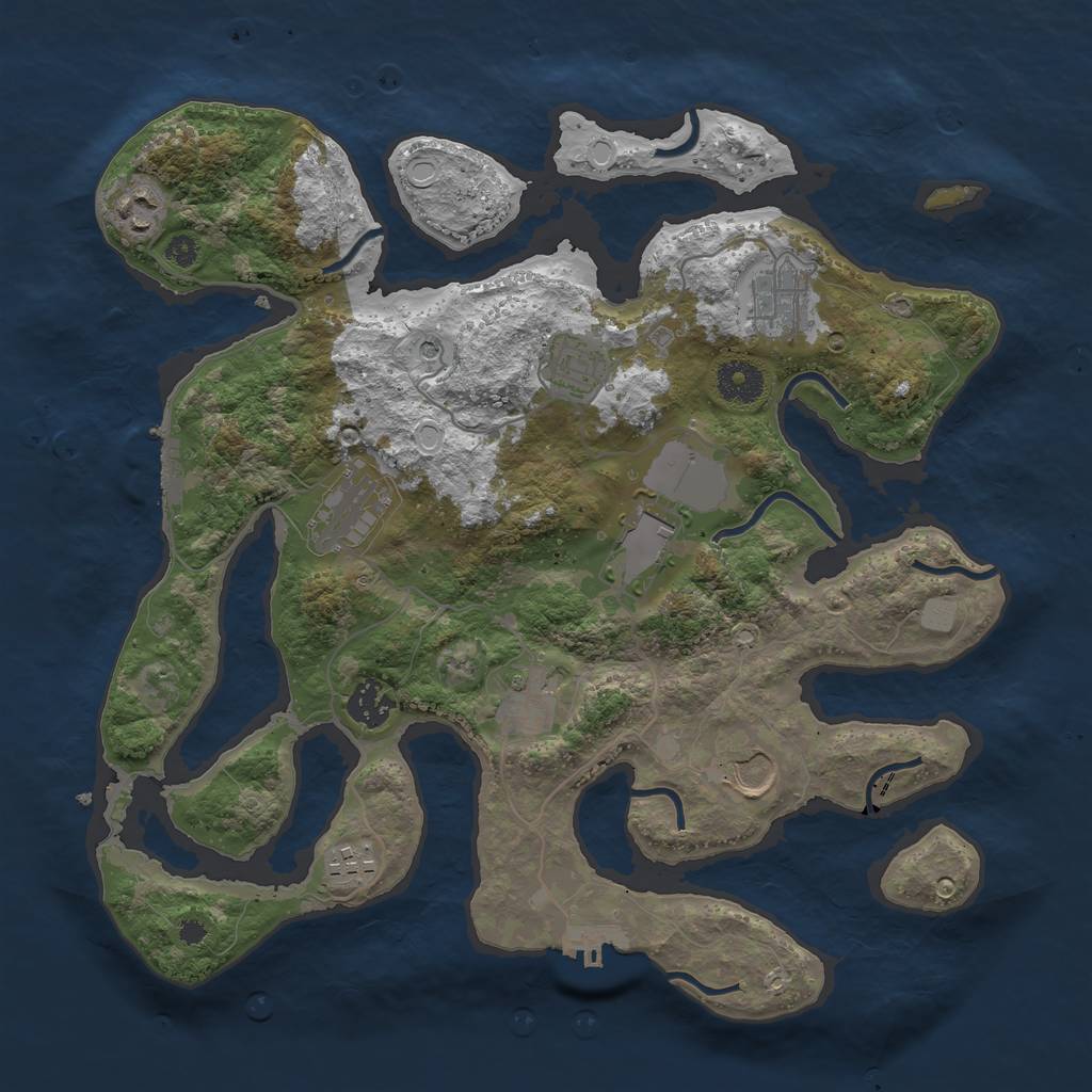 Rust Map: Procedural Map, Size: 3600, Seed: 2060932985, 17 Monuments