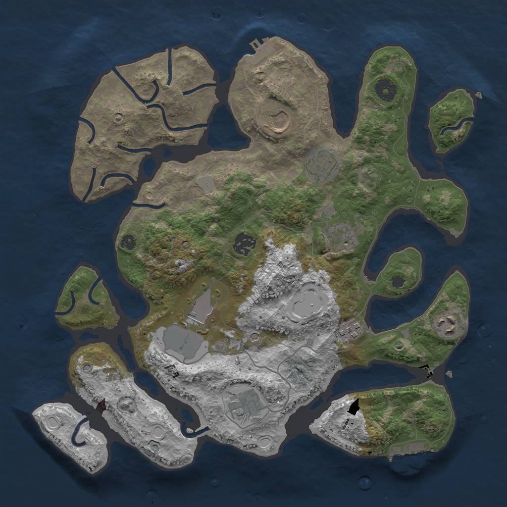 Rust Map: Procedural Map, Size: 3500, Seed: 1209214483, 16 Monuments