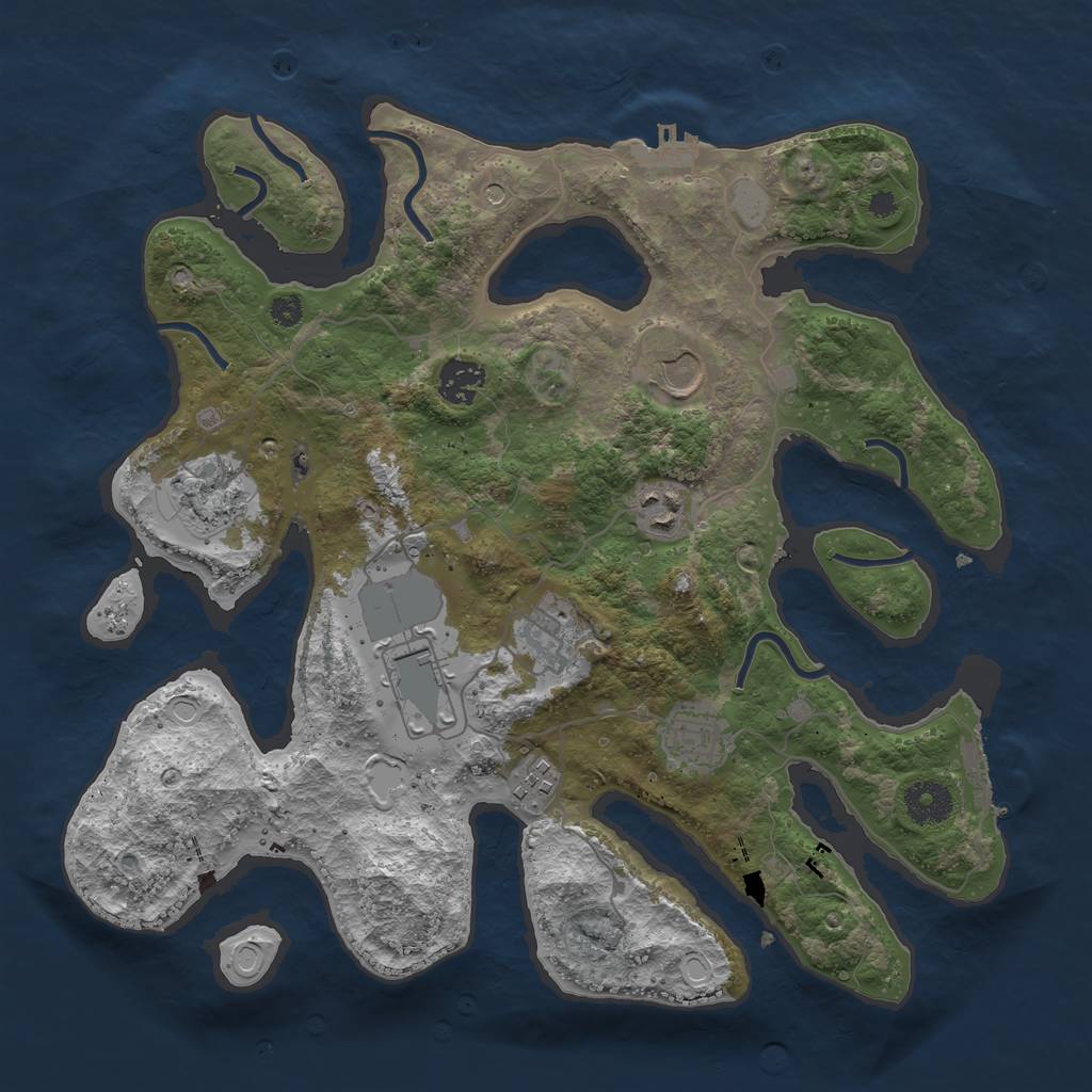 Rust Map: Procedural Map, Size: 3550, Seed: 925183, 16 Monuments