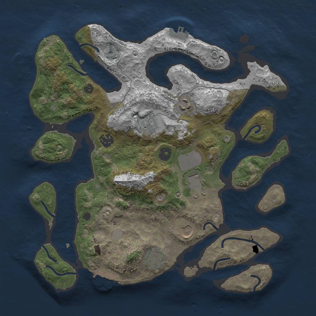 Rust Map: Procedural Map, Size: 3550, Seed: 406181891, 14 Monuments
