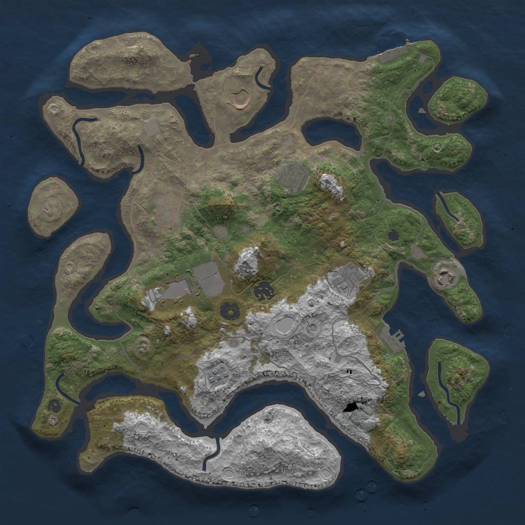 Rust Map: Procedural Map, Size: 4000, Seed: 975603, 16 Monuments