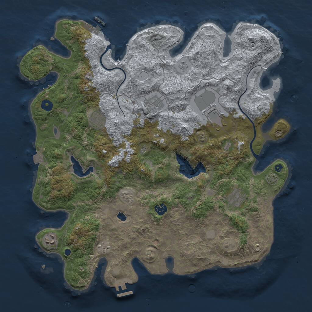 Rust Map: Procedural Map, Size: 4000, Seed: 105116, 13 Monuments