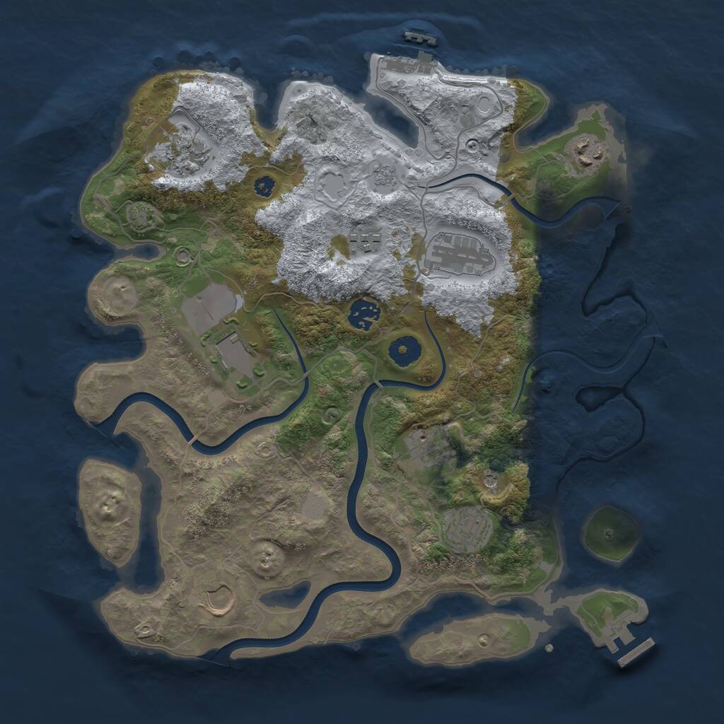 Rust Map: Procedural Map, Size: 3550, Seed: 939874, 15 Monuments