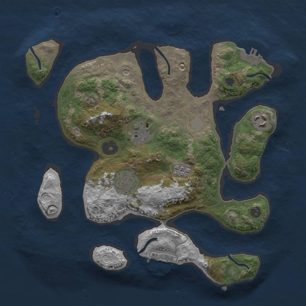 Rust Map: Procedural Map, Size: 3000, Seed: 1628283141, 12 Monuments