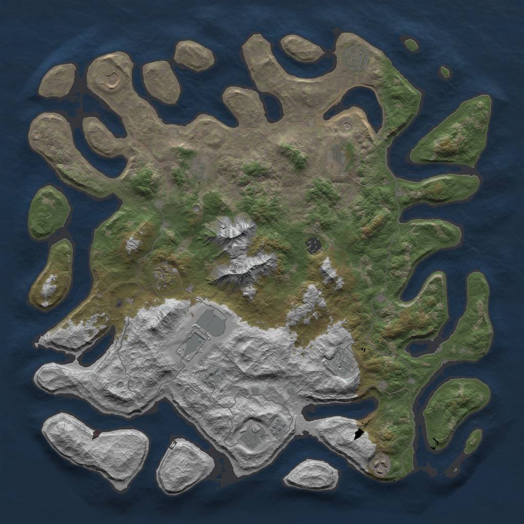 Rust Map: Barren, Size: 5000, Seed: 6738845, 14 Monuments