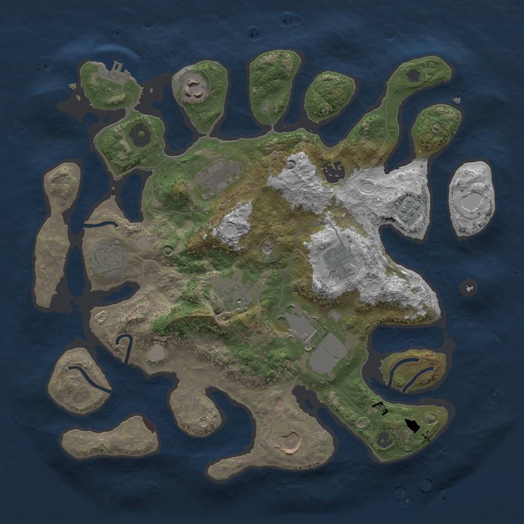 Rust Map: Procedural Map, Size: 3550, Seed: 804992, 16 Monuments