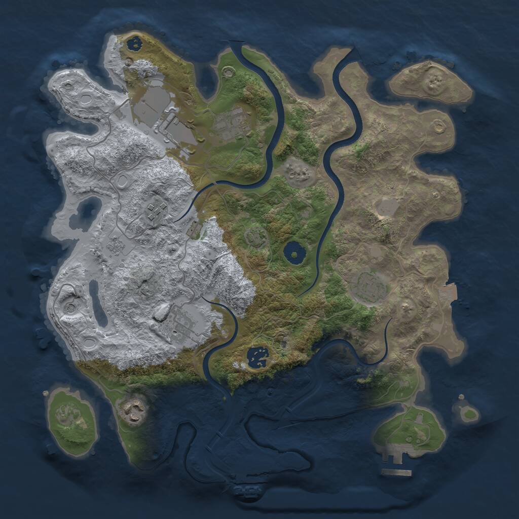 Rust Map: Procedural Map, Size: 3500, Seed: 1129698259, 13 Monuments