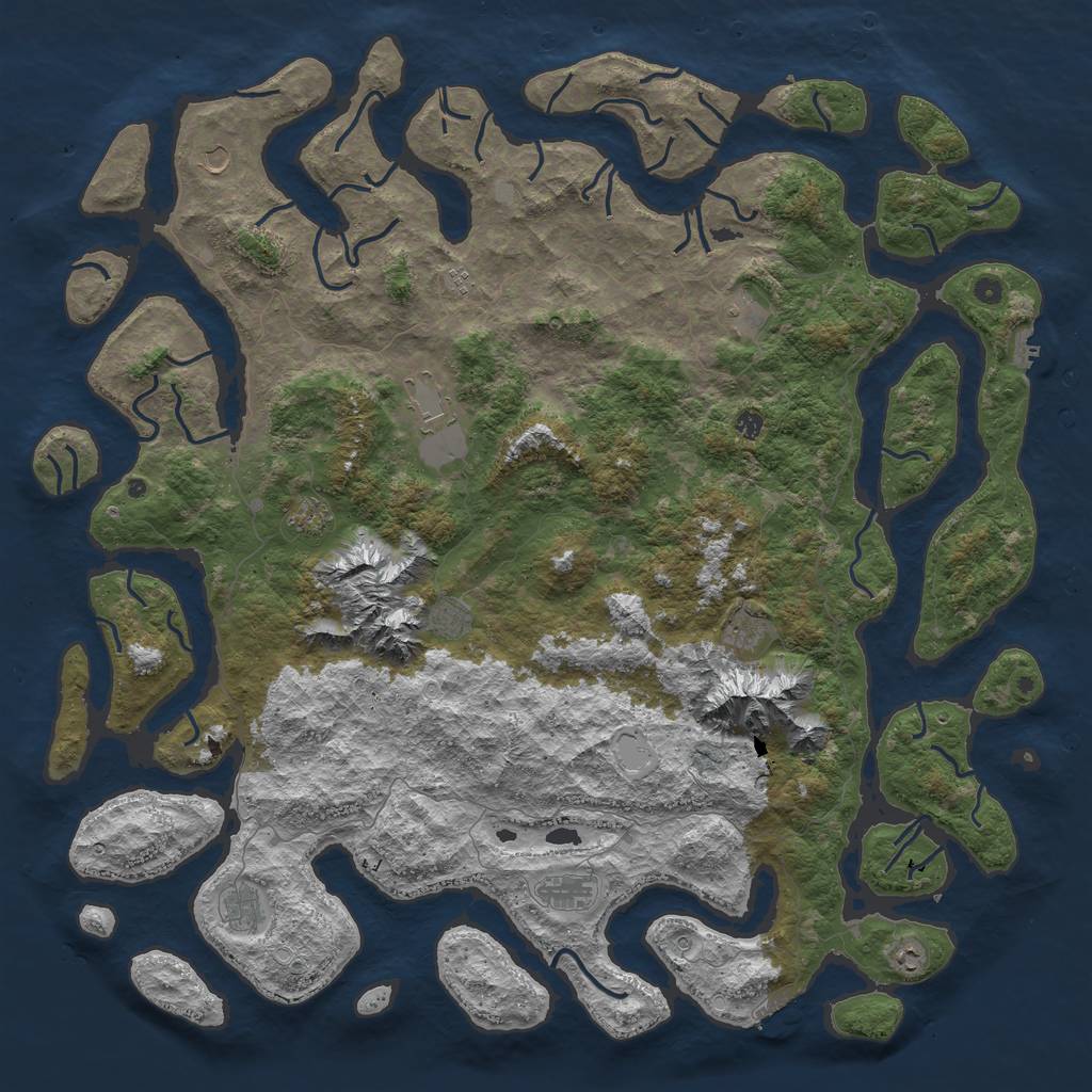 Rust Map: Procedural Map, Size: 6000, Seed: 107895513, 19 Monuments