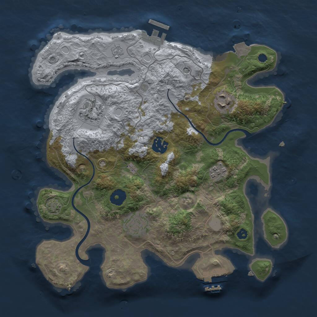 Rust Map: Procedural Map, Size: 3000, Seed: 132383727, 11 Monuments