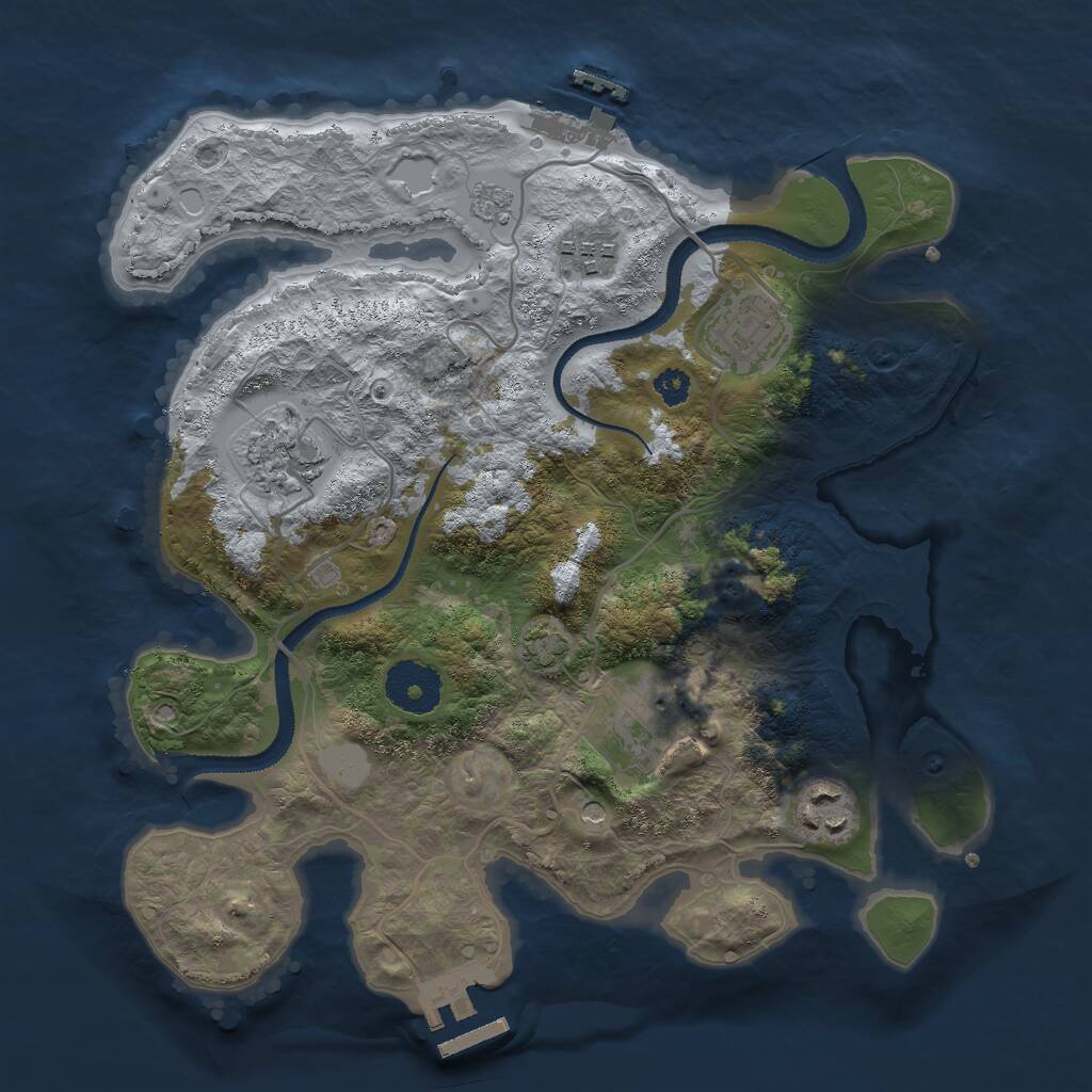 Rust Map: Procedural Map, Size: 3000, Seed: 132383727, 11 Monuments