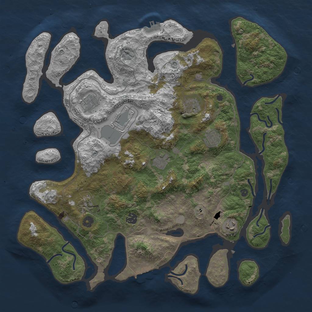 Rust Map: Procedural Map, Size: 4200, Seed: 4720, 16 Monuments