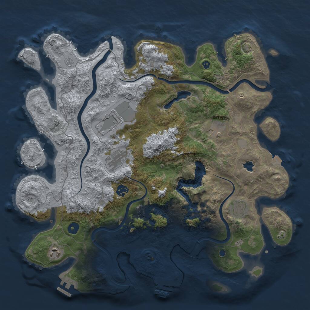 Rust Map: Procedural Map, Size: 4000, Seed: 345667454, 13 Monuments