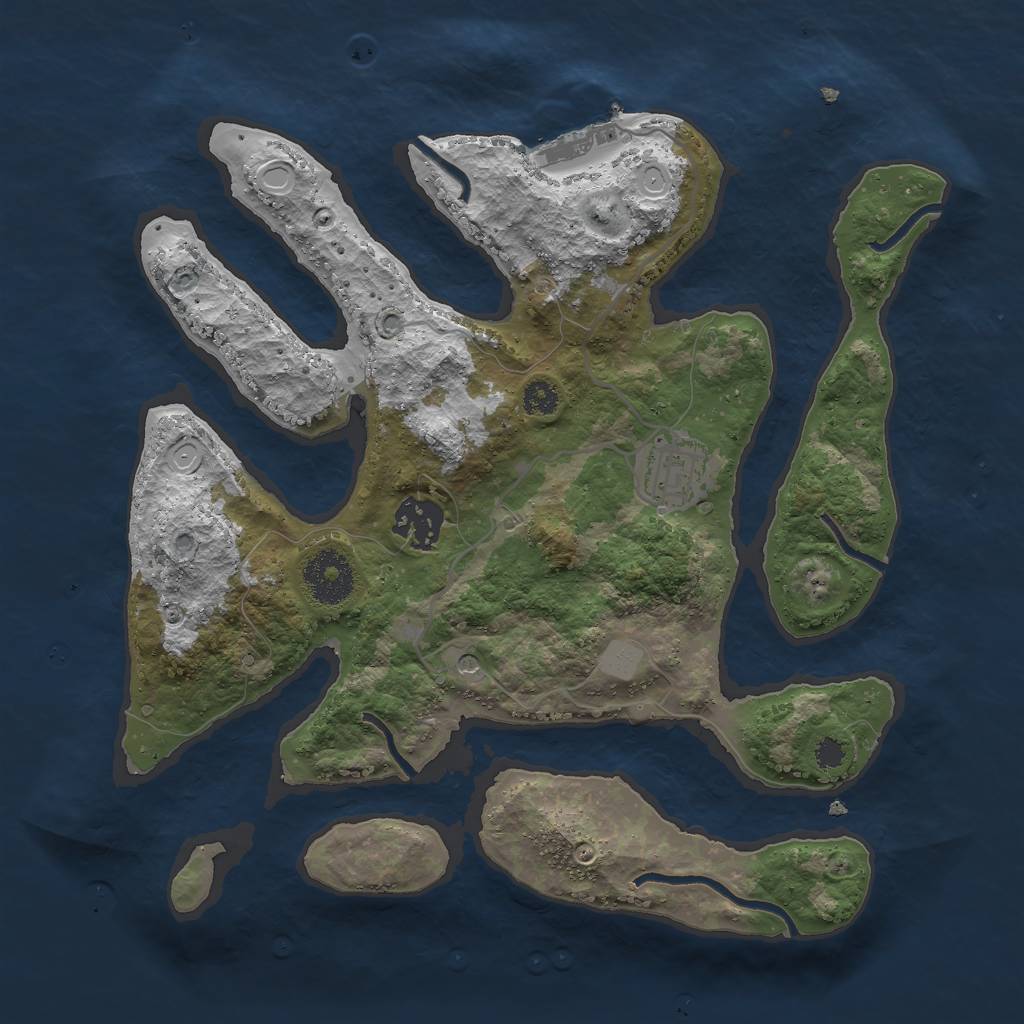 Rust Map: Procedural Map, Size: 3000, Seed: 722, 9 Monuments