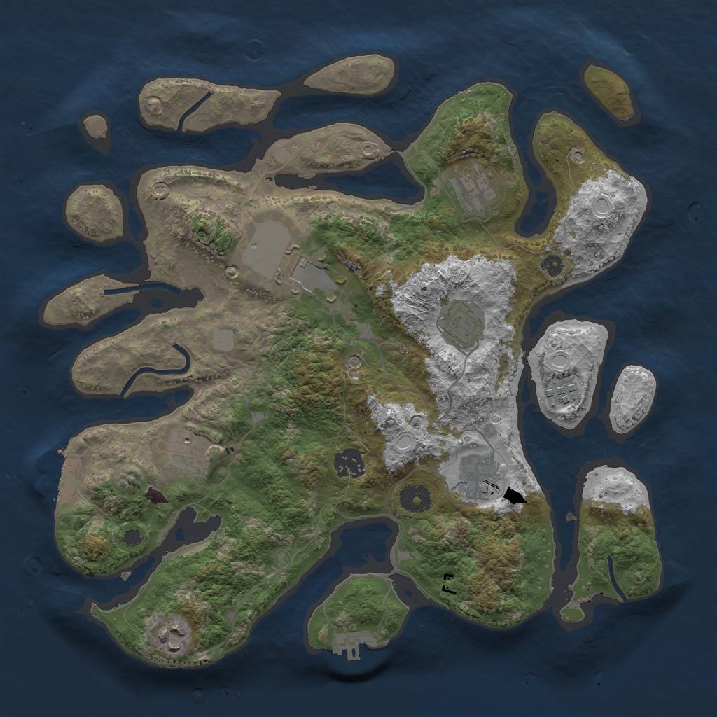 Rust Map: Procedural Map, Size: 3550, Seed: 542331, 16 Monuments