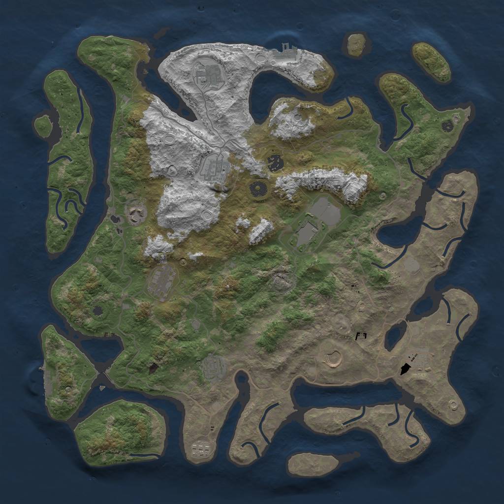 Rust Map: Procedural Map, Size: 4500, Seed: 122223, 18 Monuments