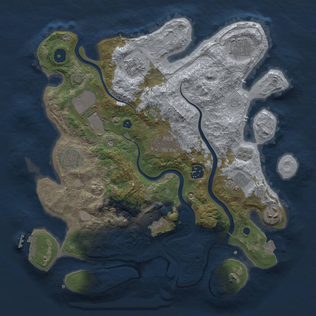 Rust Map: Procedural Map, Size: 3550, Seed: 552524, 15 Monuments