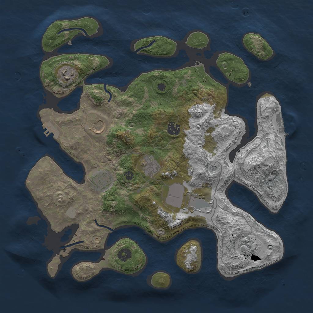 Rust Map: Procedural Map, Size: 3500, Seed: 23232425, 15 Monuments