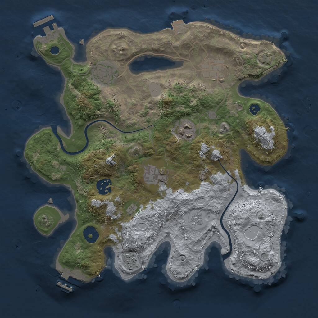 Rust Map: Procedural Map, Size: 3000, Seed: 719232927, 11 Monuments